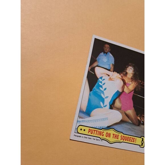 Vintage 1985 Topps WWF Trading Card 47 Wendi Richter Moolah Putting on Squeeze - Picture 2 of 3
